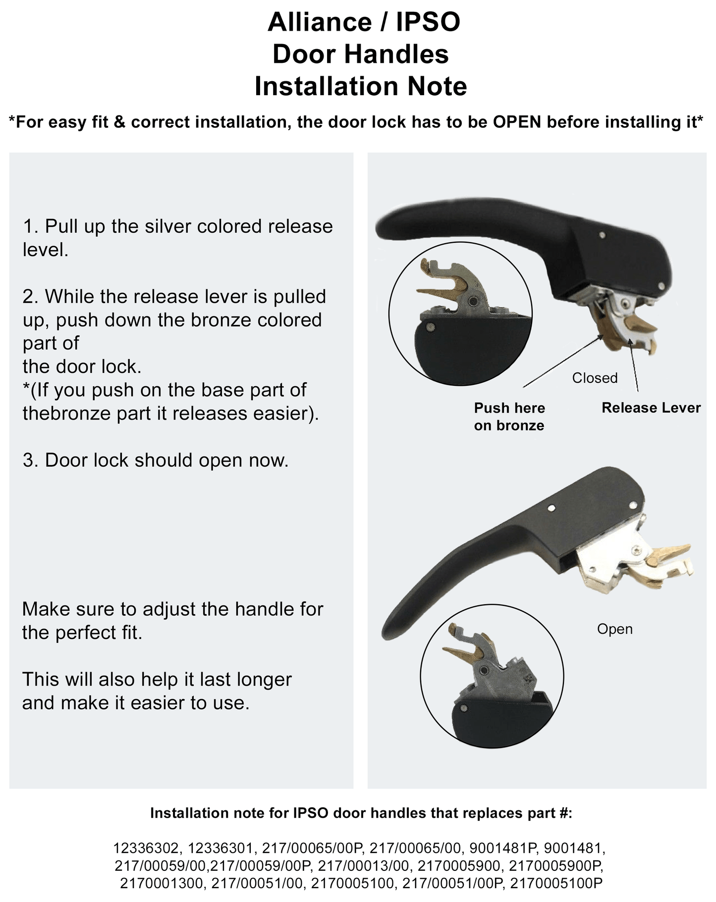 Black Door Handle for IPSO washer. 217/00059/00P